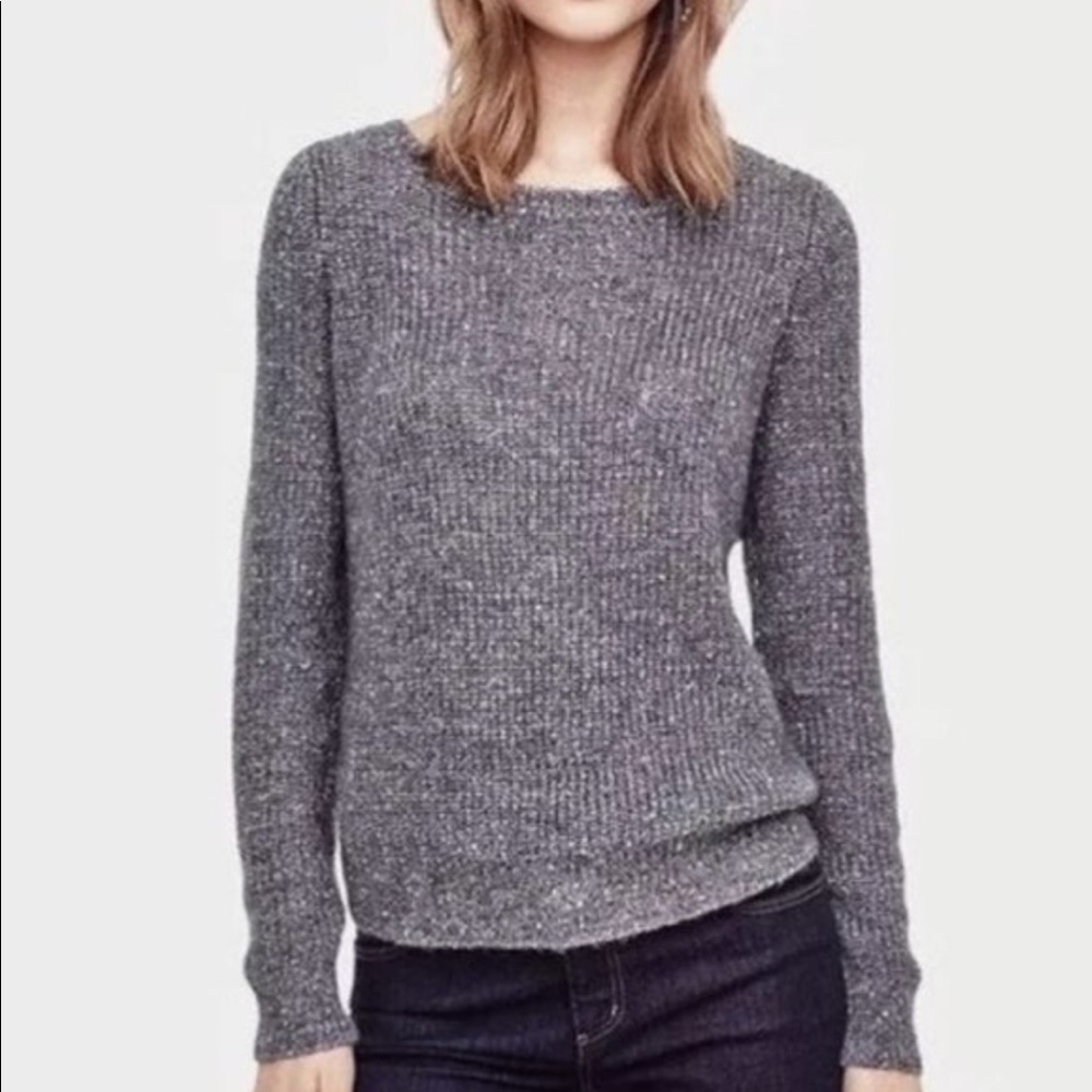 Ann Taylor Gray Sequin Crewneck Sweater